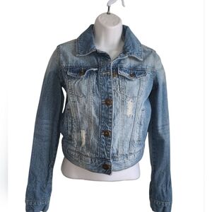MUDD Blue Denim Distressed Jacket XS